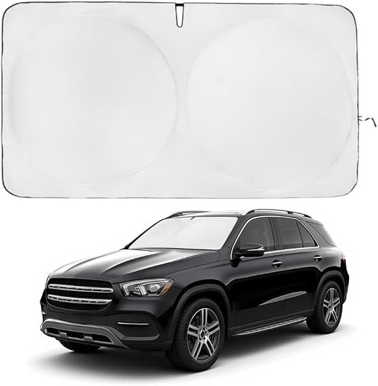 Windshield Sun Shade | Compatible for Mercedes Benz GLE (2020-2025) | Certified 99.87% UVB & 99.02% UVA Car Sun Shade. Award Winning Sunshade - Patented Technology | Car Shades by Kinder Fluff