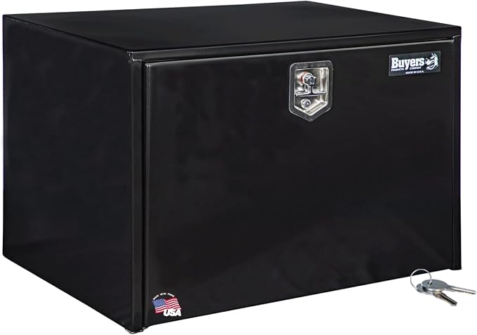 Buyers Products 1704305 Black Steel Underbody Truck Tool Box – 24 x 24 x 36 Inch - Truck Bed & Underbelly RV Storage Box, Locking T-Latch, Weather-Resistant, Heavy-Duty Flatbed Job Box, Made in USA