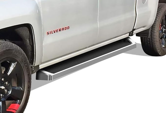 APS Side Steps Compatible with Silverado Sierra 1500 2019-2026 Extended Cab & 2500 3500 2020-2026 (Exclude 19 1500 LD)(Silverado 1500 LTD Sierra 1500 LD 2022) (Silver Running Board)