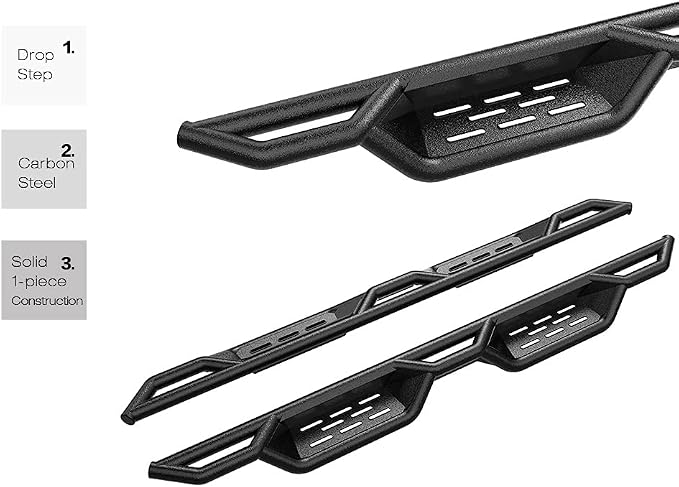 APS Black 6in Drop Down Bars Compatible with Chevy Silverado GMC Sierra 1500 2019-2026 Crew Cab & 2500 HD 3500 HD 2020-2026 (Silverado 1500 LTD Sierra 1500 LD 2022)