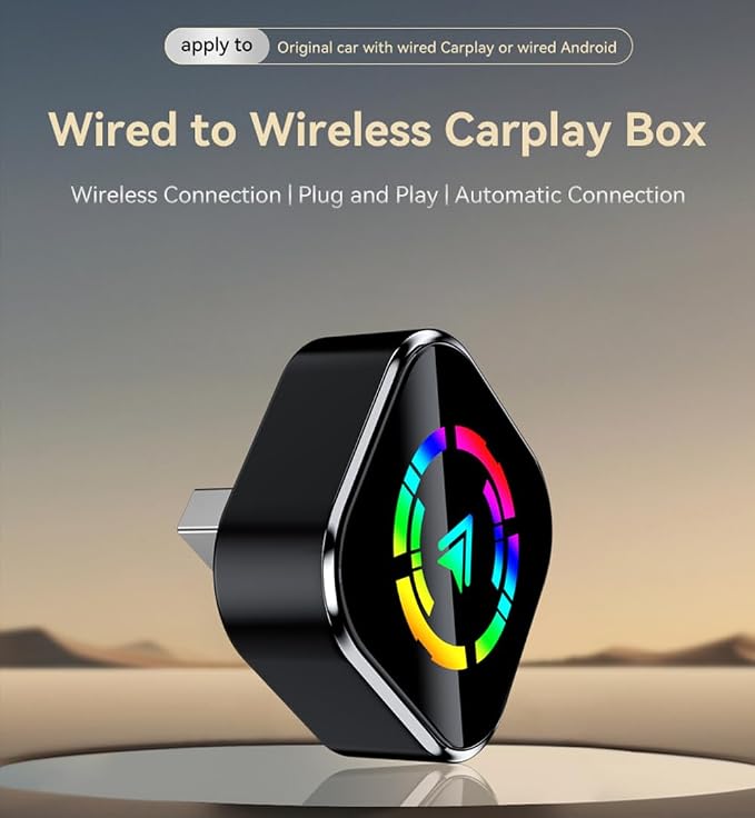 Wireless CarPlay Adapter for iPhone & Android Auto Adapter, Convert Wired to Wireless, Plug & Play, Auto Connect, USB Port Easy Use for Cars from 2016+