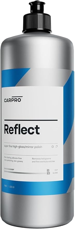 CARPRO Reflect High Gloss Finishing Polish - Reflective & Glossy Finish Without Durable Fillers, Silicones, Waxes, Polymers, or Teflon - Body Shop Safe, No Dusting. Rotary & Dual Action - Liter (34oz)
