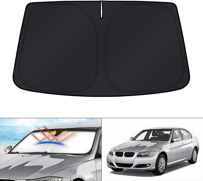 KUST Windshield Sun Shade for 2006-2009 2010 2011 BMW 3 Series Sedan Accessories Sunshade Window Sun Visor Protector Foldable Block UV Rays