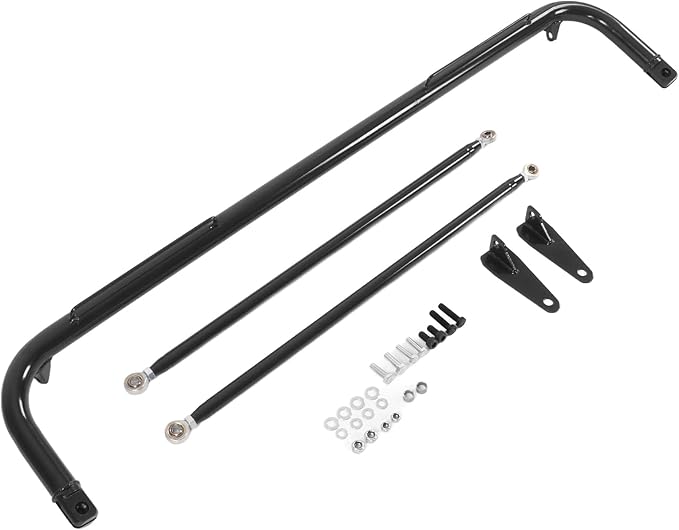Precise 49in Racing Safety Seat Belt Chassis Roll Harness Bar Kit Stainless Steel Universal for Racing Enthusiasts (B black)
