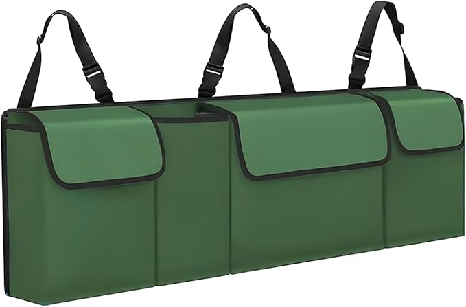 Car Trunk Organizer, Backseat Hanging Large Storage with Adjustable Straps,Waterproof PVC Collapsible Cargo Bag, Car Interior Accessories for Auto SUV MPV (Green)