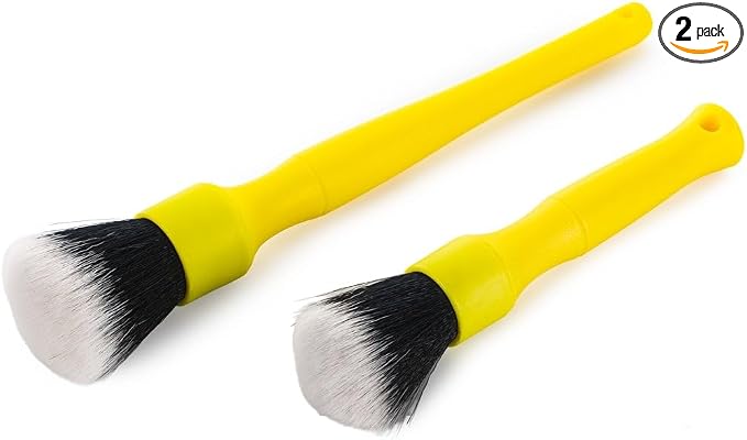 Detail Factory - Synthetic Detailing Brush Set - Ultra-Soft Interior Car Cleaning Brushes for, Screens, Emblems, & Tight Spaces - Yellow