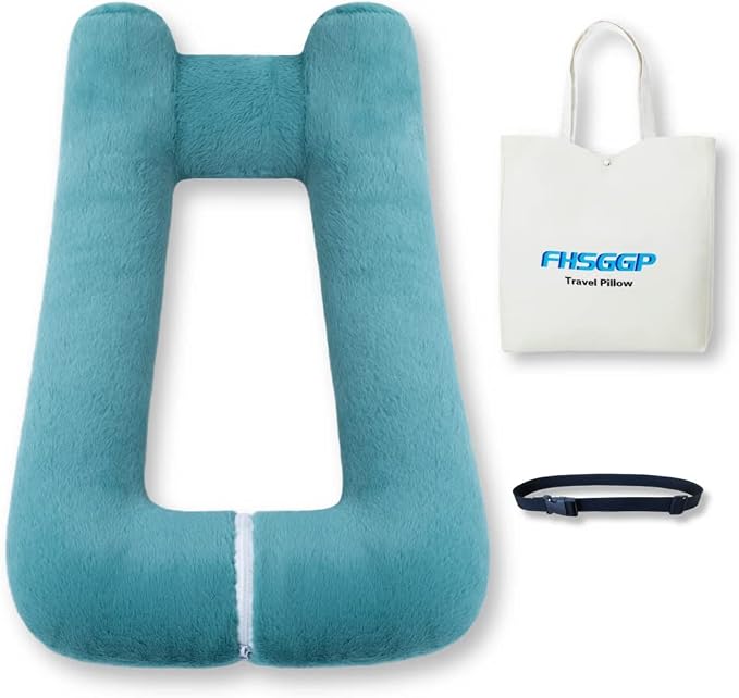 FHSGGP Travel Pillow Upgraded Version of Aircraft Travel Neck Pillow with Storage Bag, Sleep Pillows for Travel by Train, Car, or Plane, Supporting the Head and Body, Travel Pillow for Kids