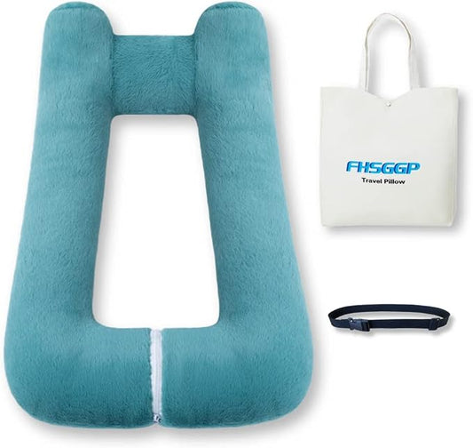 FHSGGP Travel Pillow Upgraded Version of Aircraft Travel Neck Pillow with Storage Bag, Sleep Pillows for Travel by Train, Car, or Plane, Supporting the Head and Body, Travel Pillow for Kids