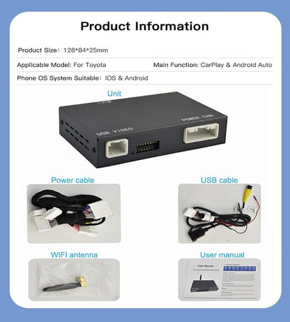 Carplay Adapter Wireless Carplay Retrofit Kit Decoder for Toyota Touch2 & Entune2.0 2014-2019 Fit for Tundra/4Runner/RAV4/Tacoma/Camry/Corolla/Avalon/Prius/CH-R/Sienna/Highlander