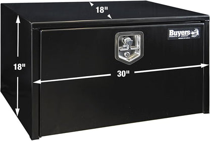 Buyers Products 1702303 Black Steel Underbody Truck Tool Box – 18 x 18 x 30 Inch - Truck Bed & Underbelly RV Storage Box, Locking T-Latch, Weather-Resistant, Heavy-Duty Flatbed Job Box, Made in USA