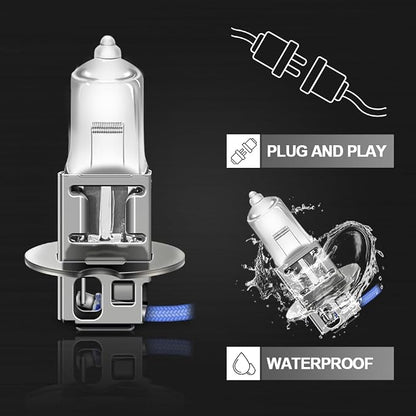 WinPower H3 Halogen Fog Light Bulb, Super Bright Warm White 55W 4300K Car High Beam Headlight Replacement Lamp, Pack of 2