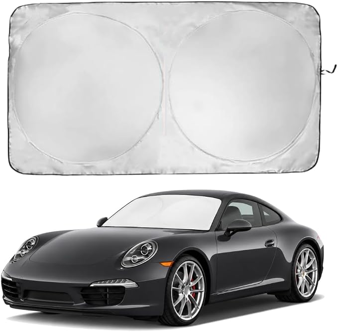 Windshield Sun Shade | Compatible for Porsche 911 2012-2019 | Certified 99.87% UVB & 99.02% UVA Car Sun Shade. Award Winning Sunshade - Patented Technology | Car Shades by Kinder Fluff