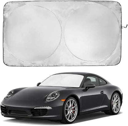 Windshield Sun Shade | Compatible for Porsche 911 2012-2019 | Certified 99.87% UVB & 99.02% UVA Car Sun Shade. Award Winning Sunshade - Patented Technology | Car Shades by Kinder Fluff