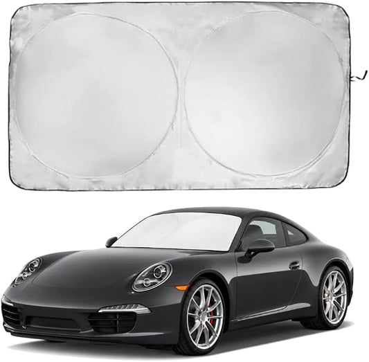 Windshield Sun Shade | Compatible for Porsche 911 2012-2019 | Certified 99.87% UVB & 99.02% UVA Car Sun Shade. Award Winning Sunshade - Patented Technology | Car Shades by Kinder Fluff