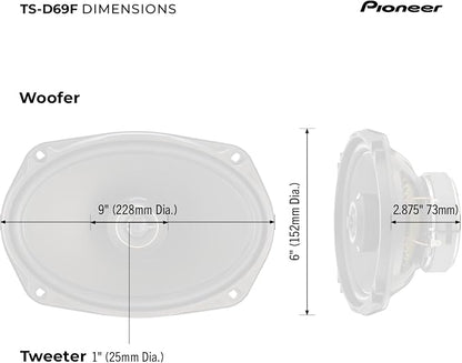 Pioneer D-Series TS-D69F 6” x 9” 2-Way Speakers (Pair) – 330W Max, Balanced Sound + Smooth Treble, Ideal Factory Upgrade, Add an Amplifier for Even Better Performance