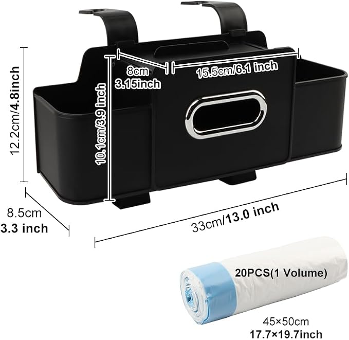 Car Backseat Organizer, Multifunctional Car Seat Back Storage Bag with Cup Phone Holder Tissue Box, Durable Automotive Travel Accessories, Universal for SUV, Sedan, Truck(COLOR:Black)