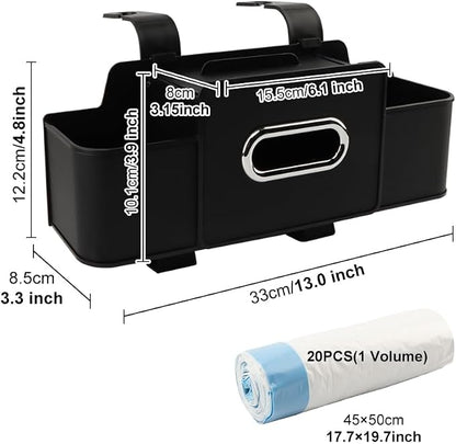 Car Backseat Organizer, Multifunctional Car Seat Back Storage Bag with Cup Phone Holder Tissue Box, Durable Automotive Travel Accessories, Universal for SUV, Sedan, Truck(COLOR:Black)
