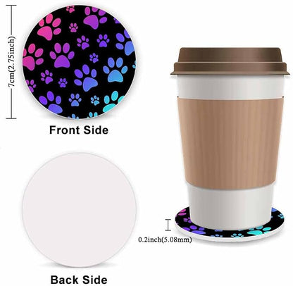 Paw Print Steering Wheel Cover for Women, Universal Auto Steering Wheel 14-15 Inch Car Interior Accessories with 2PCS Car Coasters, Suitable for Men and Women