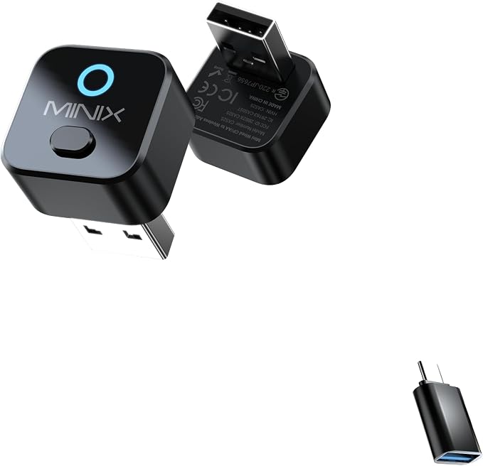 MINIX CA525 Mini Wireless CarPlay & Android Auto Adapter, 2026 Upgraded 2-in-1 Wired to Wireless Dongle, One-Button Switch, Plug & Play USB-A/C, WiFi 6 & Bluetooth 5.4, iOS 10+ & Android 11+