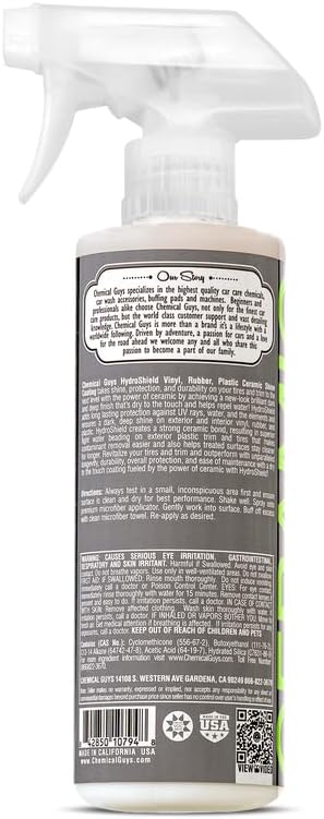 Chemical Guys HydroShield Vinyl, Rubber & Plastic Ceramic Shine Coating - Plastic Restorer for Interior & Exterior Trim, Tires & Trim - Restores Shine, Safe for Cars, Trucks & RVs, 16 fl oz