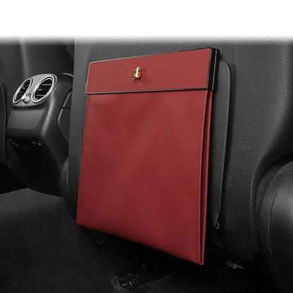 Custom Interior Accessories Waterproof Car Can Trash Multipurpose Hanging Garbage Bag Collapsible Garbage Can Magnet Storage Bags For Car Back Seat PU Leather Closure Design(RED)
