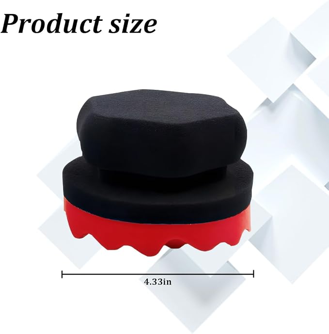 2PCS Car Tire Dressing Applicator Pads, Reusable Hex-Grip Vehicle Wheel Wax Buffing Dressing Sponge Pad, Automotive Tire Shine Detailing Foam Tool, Universal Fit (4.33Inch/Red)