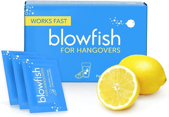 Blowfish for Hangovers - Fast Hangover Relief in 15 Minutes | FDA-Recognized Formulation | Headache Relief, Energy, and Hydration in One Step