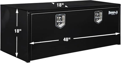 Buyers Products 1702310 Black Steel Underbody Truck Tool Box – 18 x 18 x 48 Inch - Truck Bed & Underbelly RV Storage Box, Locking T-Latch, Weather-Resistant, Heavy-Duty Flatbed Job Box, Made in USA