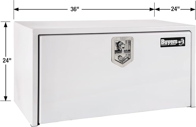 Buyers Products 1704405 White Steel Underbody Truck Tool Box, 24 x 24 x 36, Made in USA, 14 Ga Steel, Locking Stainless Latch, Weather-Resistant, Powder-Coated, Secure Storage for Work Trucks