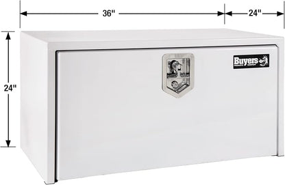 Buyers Products 1704405 White Steel Underbody Truck Tool Box, 24 x 24 x 36, Made in USA, 14 Ga Steel, Locking Stainless Latch, Weather-Resistant, Powder-Coated, Secure Storage for Work Trucks
