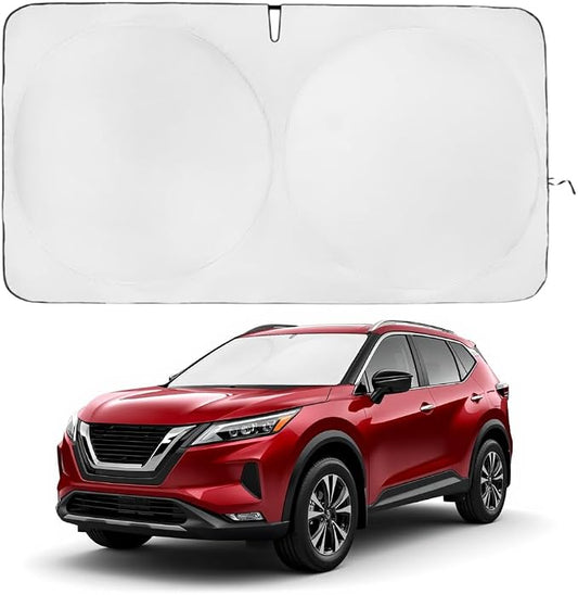 Windshield Sun Shade | Compatible for Nissan Rogue (2021-2026) | Certified 99.87% UVB & 99.02% UVA Car Sun Shade. Award Winning Sunshade - Patented Technology | Car Shades by Kinder Fluff
