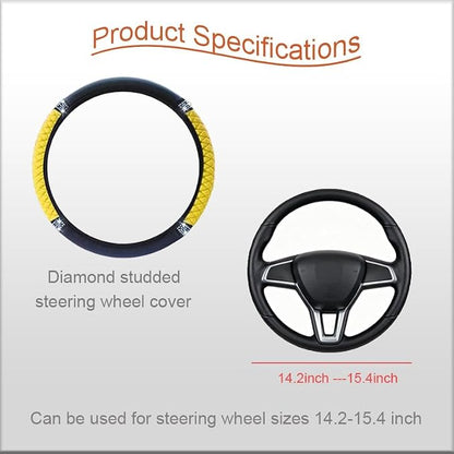 Microfiber Leather Steering Wheel Cover with Anti-Slip Lining Universal Car Accessory for Steering Wheel with a Diameter of 14.5-15 inch (Yellow)