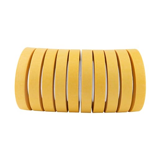 Lichamp 10-Pack Automotive Refinish Masking Tape Yellow 18mm x 55m, Cars Vehicles Auto Body Paint Tape, Automotive Painters Tape Bulk Set 0.7-inch x 60 Yards x 10 Rolls