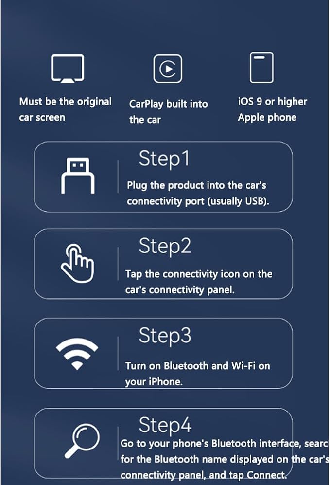 Car Wireless CarPlay Adapter for Abarth 595 2017 2018 2019 2020 2021 2022 2023 2024 2-in-1 Support Apple CarPlay and Android Auto Mini USB Design Fast Connection Plug and Play,Black