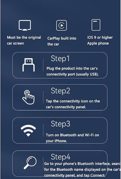 Car Wireless CarPlay Adapter for Abarth 595 2017 2018 2019 2020 2021 2022 2023 2024 2-in-1 Support Apple CarPlay and Android Auto Mini USB Design Fast Connection Plug and Play,Black