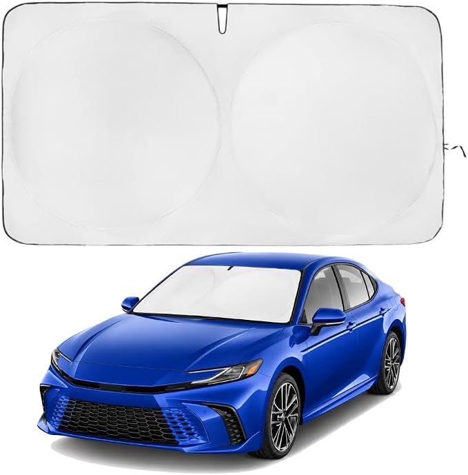 Windshield Sun Shade | Compatible for Toyota Camry (2025-2026) | Certified 99.87% UVB & 99.02% UVA Car Sun Shade. Award Winning Sunshade - Patented Technology | Car Shades by Kinder Fluff