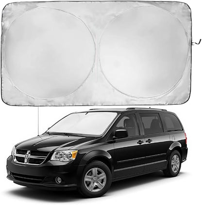 Windshield Sun Shade | Compatible for Dodge Caravan (2008-2020) | Certified 99.87% UVB & 99.02% UVA Car Sun Shade. Award Winning Sunshade - Patented Technology | Car Shades by Kinder Fluff