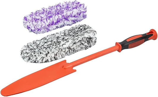 Maxshine Large Universal Purple & White Premium Flat Microfiber Brush – Detailing Tool for Tight Spaces – Removable Head with Extra Covers – Interior Cleaning Accessory