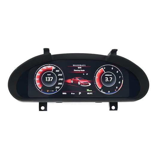 12.3 Inch Car Digital Cluster Gauge for Maserati GT/GC GranTurismo 2007-2017 Variant Virtual Cockpit Entertainment Dashboard Speedometer QLED Meter Screen Matt-Black Color