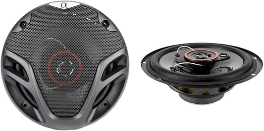 Alphasonik Pair AS26 6.5 inch 350 Watts Max 3-Way Car Audio Full Range Coaxial Speakers with Universal Mounting Holes for Easy Installation and Grills Included