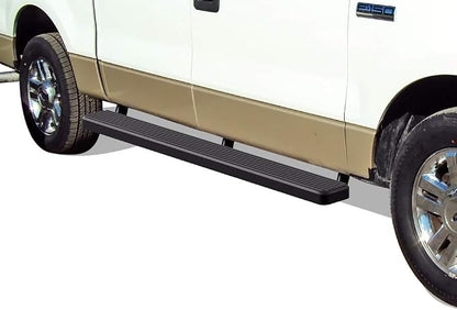 APS 6in Stainless Steel Black Running Boards Compatible with Ford F150 2004-2008 SuperCrew Cab (Exclude 04 Heritage Edition) (Nerf Bars Side Steps)