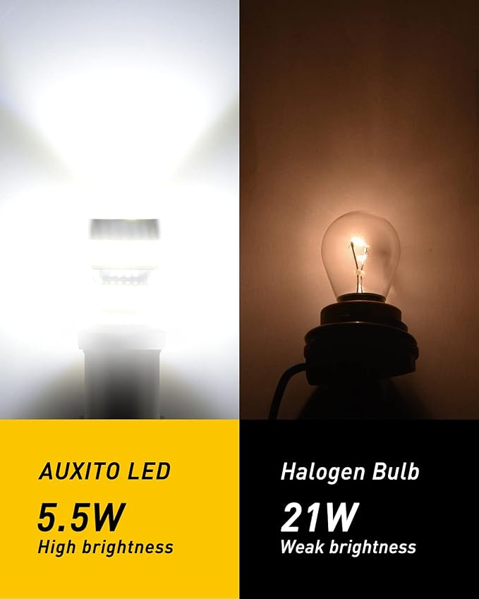 AUXITO 1156 LED Bulb White 7506 BA15S P21W LED Light Replacement with Projector for Backup Reverse Tail Brake DRL Turn Signal Parking Light, Pack of 2