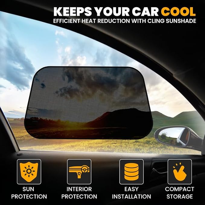 EcoNour Car Side Window Shades for Baby | 4 Pack - Car Window Sun Blocker Shades for Kids | Foldable Cling Window Cover Protects UV & Heat Glare | Window Shade for Privacy | Large Plus (21"x14")