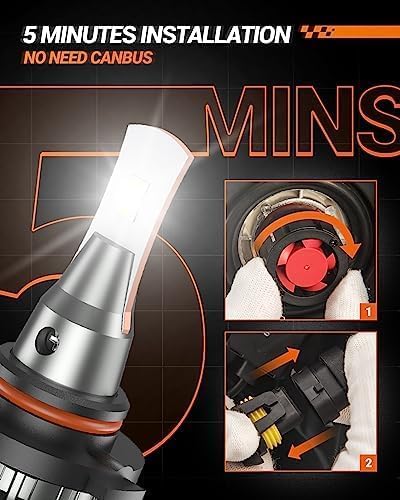 SEALIGHT 9006 LED Bulbs, L2 HB4 24,000LM Super Brightness 6000K Cool White Fog Bulbs, IP68 Waterproof, Plug and Play, 15000RPM Turbo Fan, 60000Hrs Lifespan, 1:1 Size Driving Bulbs, Pack of 2