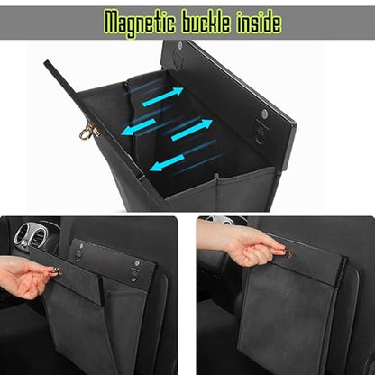 Custom Interior Accessories Waterproof Car Can Trash Multipurpose Hanging Garbage Bag Collapsible Garbage Can Magnet Storage Bags For Car Back Seat PU Leather Closure Design(RED)