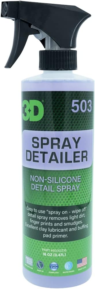 3D Spray Detailer - Silicone-Free Body Shop Detailer Spray for Freshly Painted Vehicles 16oz