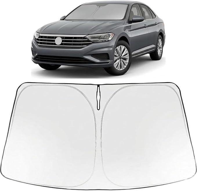 Proadsy Windshield Sun Shade for Volkswagen VW Jetta 2019-2026 Foldable Front Sunshade Protector Sun Visor Blocks UV Rays Keep Car Cooler Accessories