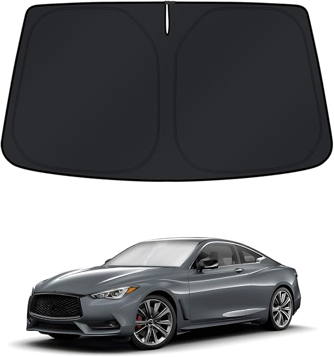 KUST Windshield Sun Shade for Infiniti Q60 Coupe 2017-2022 Window Accessories Sunshade Sun Protector Foldable Block UV Rays Keep Car Cooler