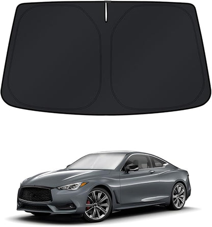 KUST Windshield Sun Shade for Infiniti Q60 Coupe 2017-2022 Window Accessories Sunshade Sun Protector Foldable Block UV Rays Keep Car Cooler