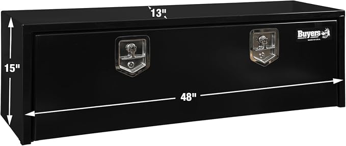 Buyers Products 1703328 Black Steel Underbody Truck Tool Box – 15 x 13 x 48 Inch - Truck Bed & Underbelly RV Storage Box, Locking T-Latch, Weather-Resistant, Heavy-Duty Flatbed Job Box, Made in USA